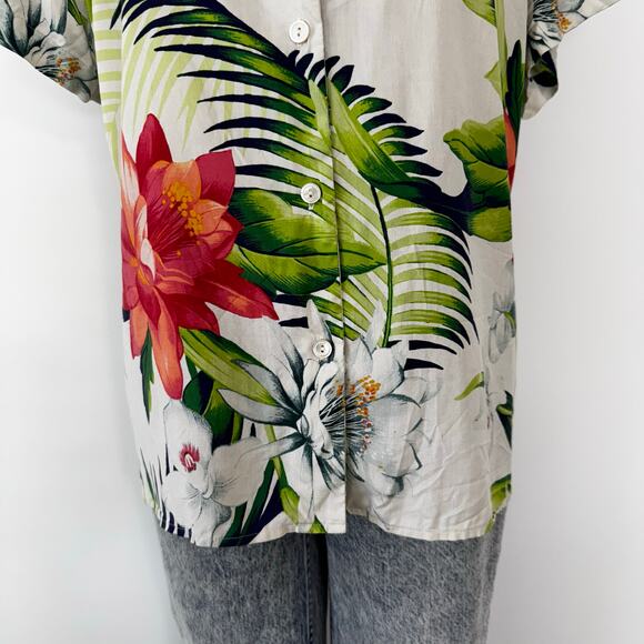 Tommy Bahama Silk Camp Shirt Button-Down Hibiscus Tropical | XL - Picture 3 of 9
